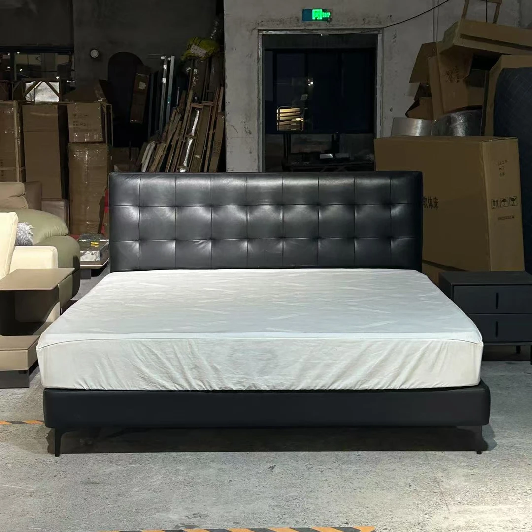 【春哥严选】意式极简经典拉点头层牛皮家用现代简约主卧大床FY