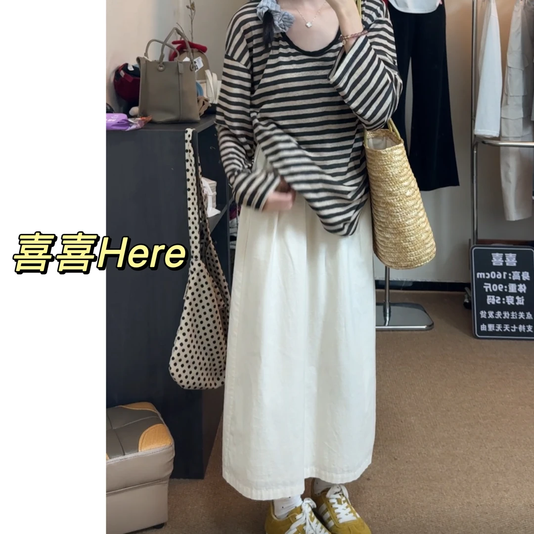 今喜Here.麻感裙.春夏韩版显瘦遮肉百搭休闲时尚款半身裙