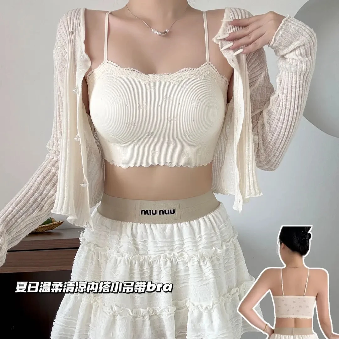 背心甜美风奢华风极简风性感蕾丝肤色美背纯欲吊带防走光通勤