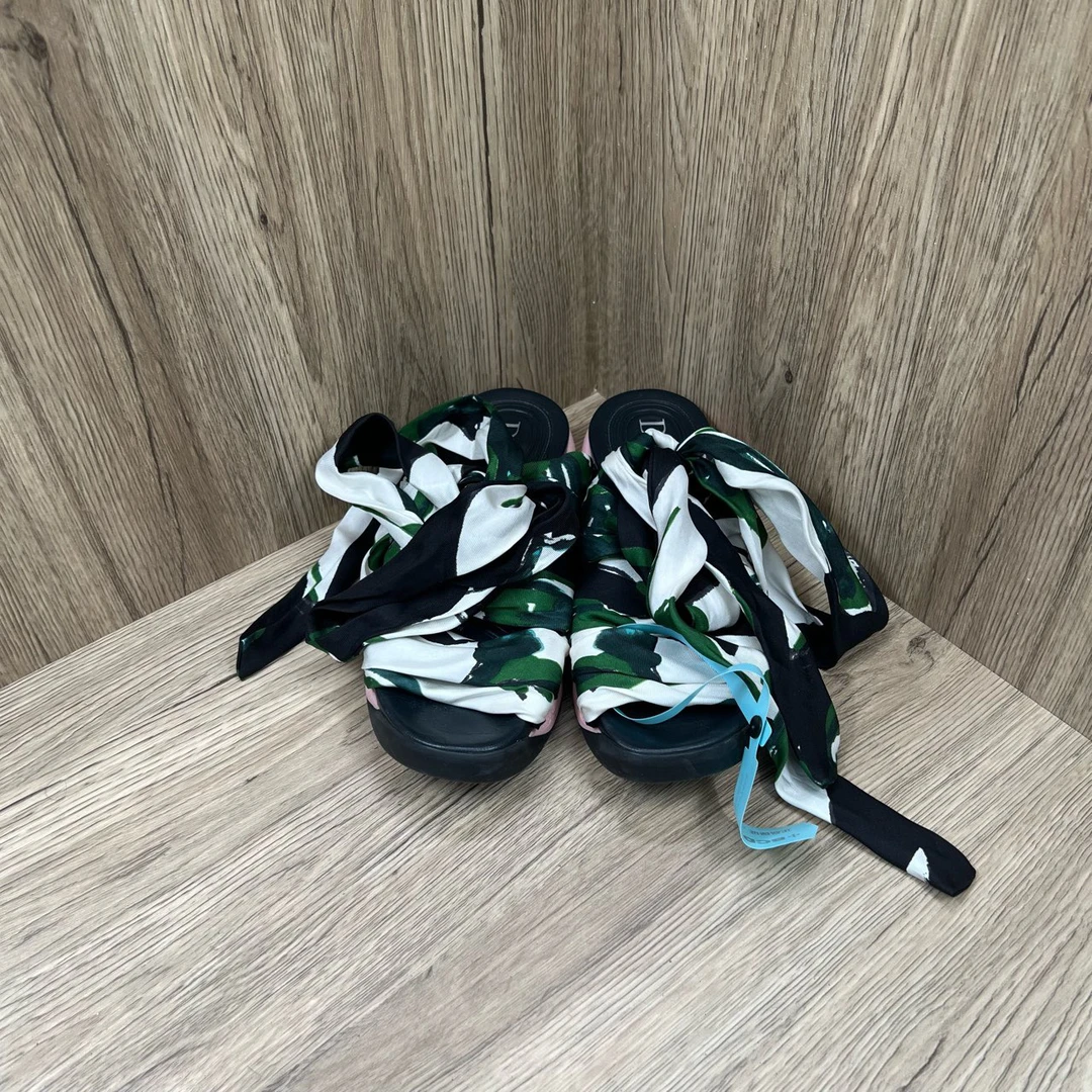 95新 DIOR/迪奥 黑绿秀款绑带凉鞋 36码/95新/无配件
