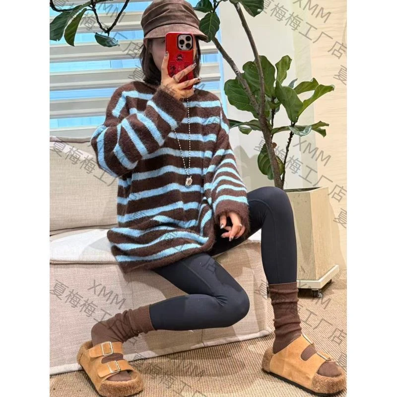 XMM.《条纹卷边毛衣》秋款时尚百搭潮流洋气舒适显瘦条纹毛衣ps1142