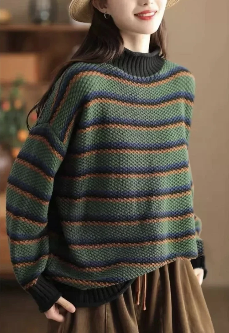 （601-800）春秋时尚欧版简约百搭宽松慵懒针织衫毛衣短袖