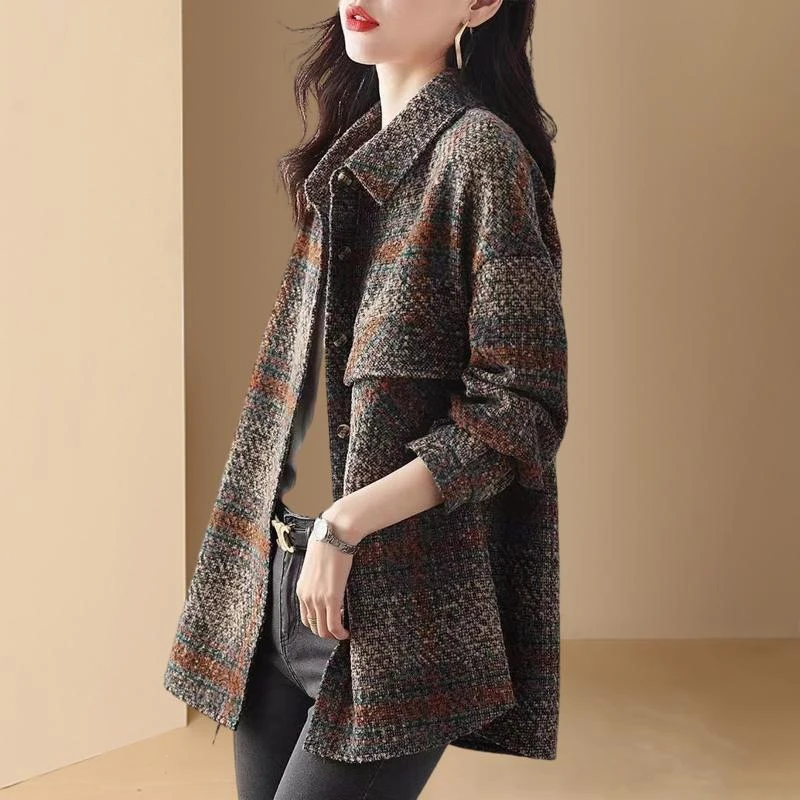 哥弟阿玛施正品清仓捡漏~专柜撤柜长袖毛呢外套女宽松休闲翻领复