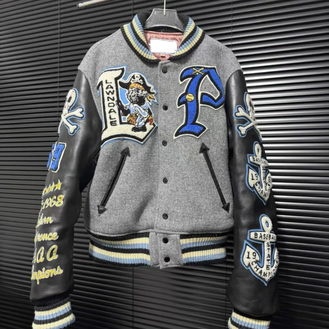 旧子自主海盗船东洋美式vibe夹棉棉服棒球服Cleanfit外套夹克男女