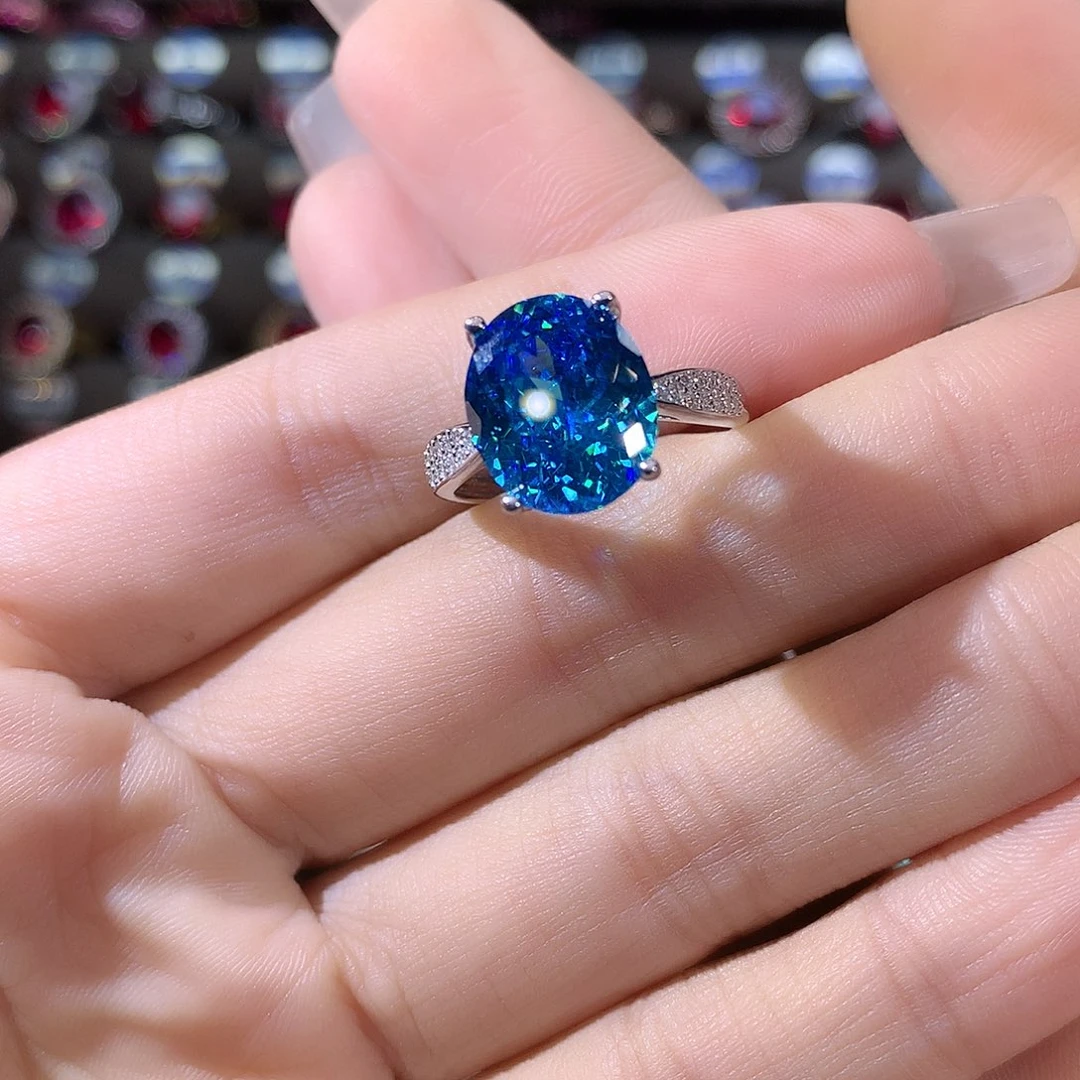 无925银海蓝色戒指白1012