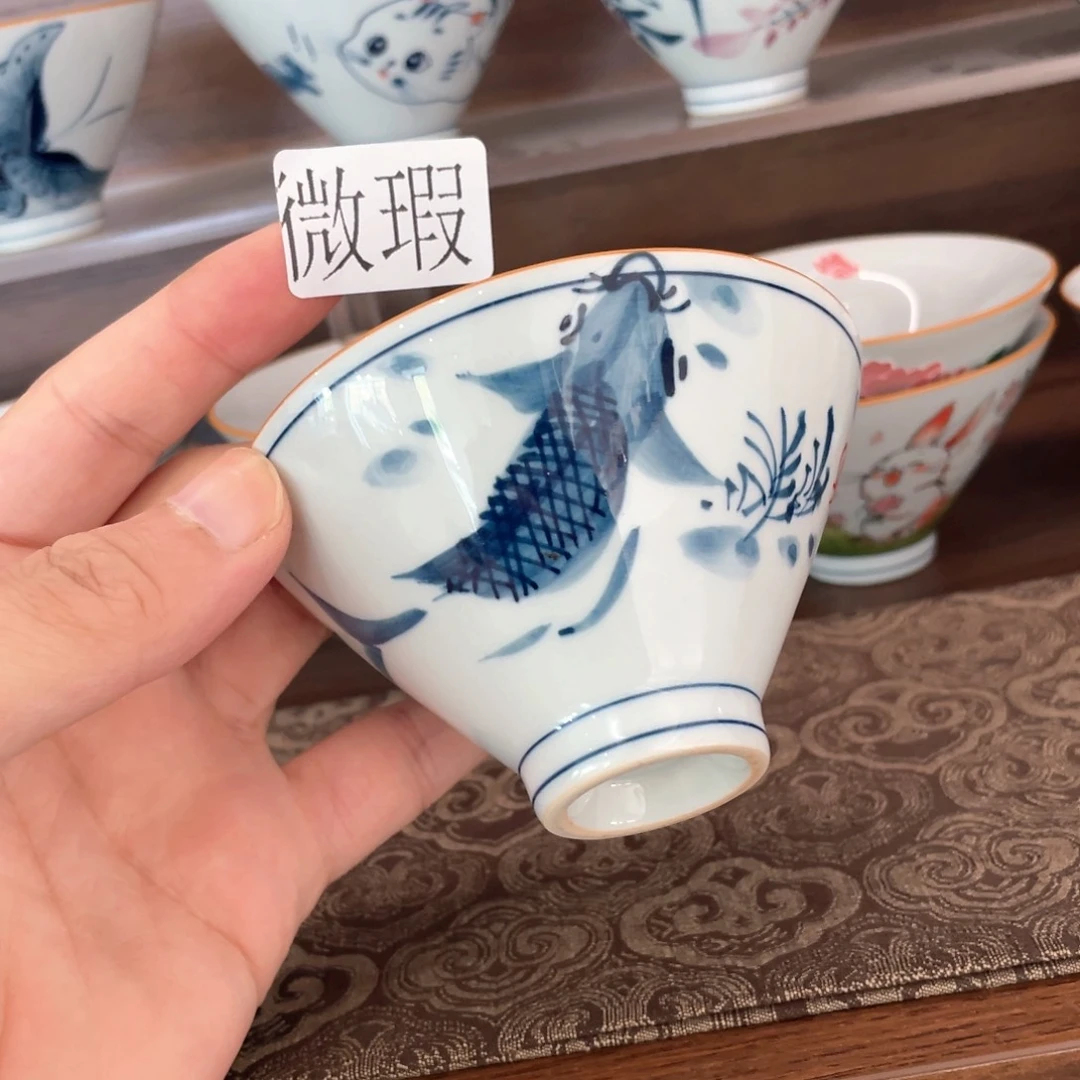 釉下手绘茶具微瑕