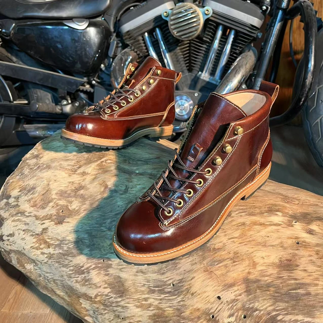 短脸高帮Vibram大底阿美咔叽固特异工艺工装靴LZ0037