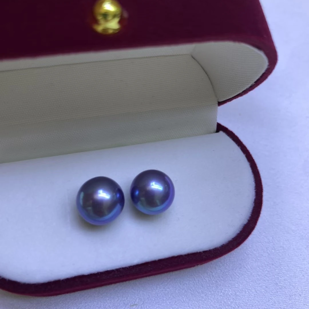 （飞公子专属）特选5A 紫珠耳钉8-9mm
