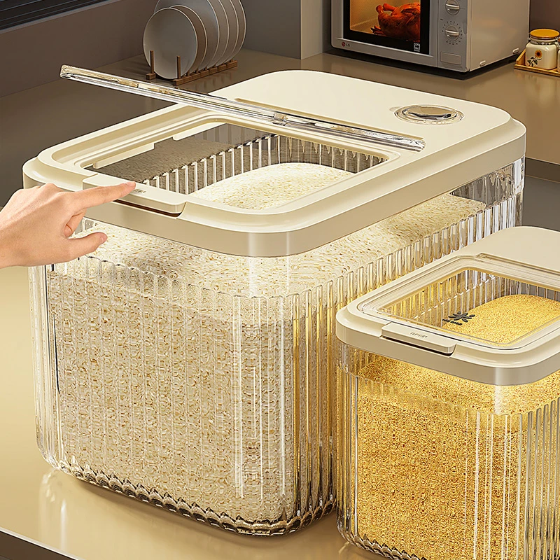 2025新款弹盖米桶密封防虫防潮装米缸食品级大米收纳盒面粉储存罐