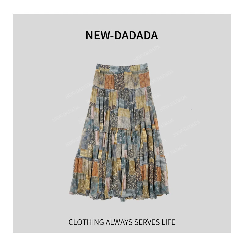 利达NEWDADADA波西米亚森系半身裙春秋a字长裙子雪纺半裙SDK1094