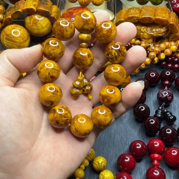 松木琥珀木文玩手串