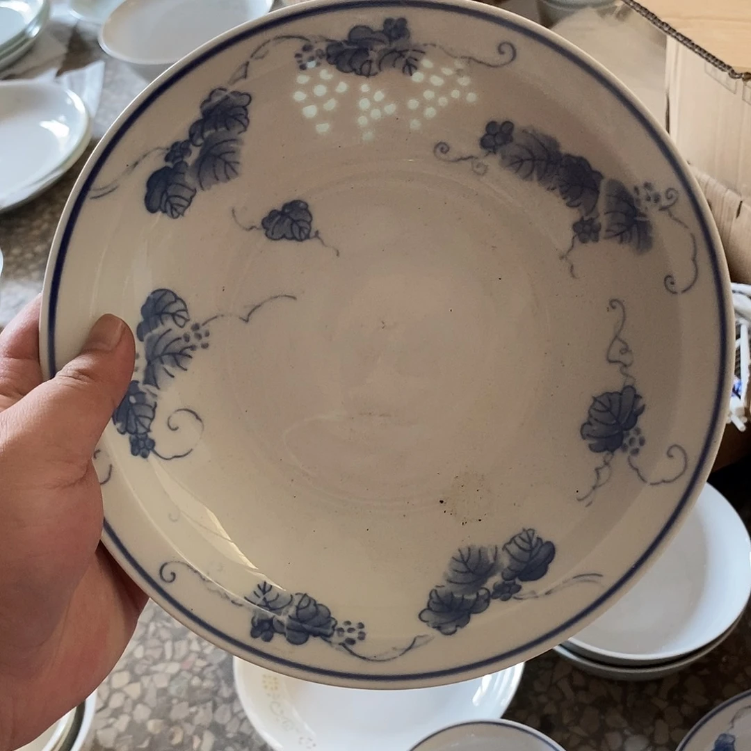 摆件8寸高温玲珑瓷盘2支
