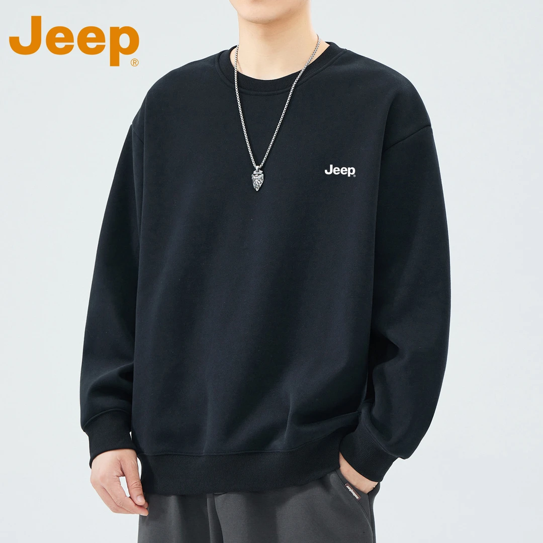 jeep吉普重磅圆领卫衣男款秋季新款潮流宽松上衣简约百搭打底衫男