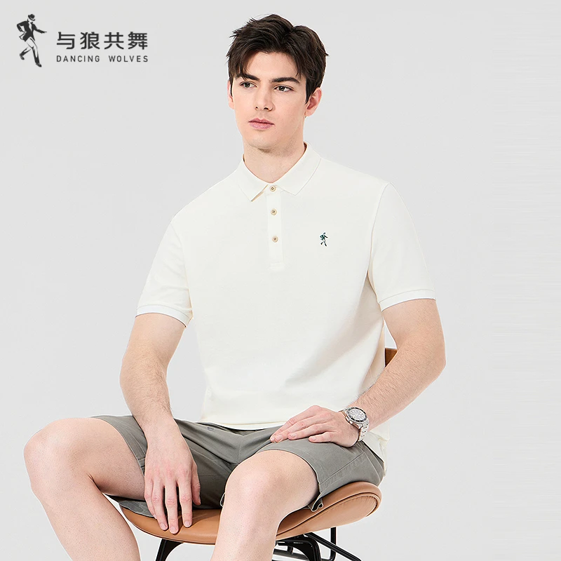 【冰氧吧+7A抗菌】与狼共舞25夏季凉感透气通勤百搭短袖男士POLO衫