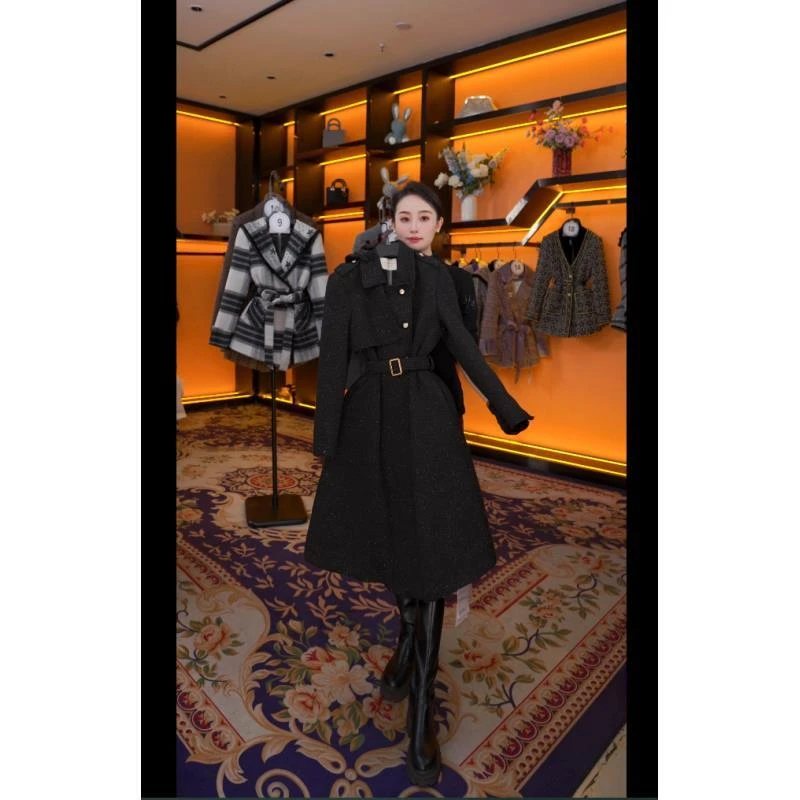 【娜娜】秋冬气质小香风时尚设计师中长款羽绒服  G-0334