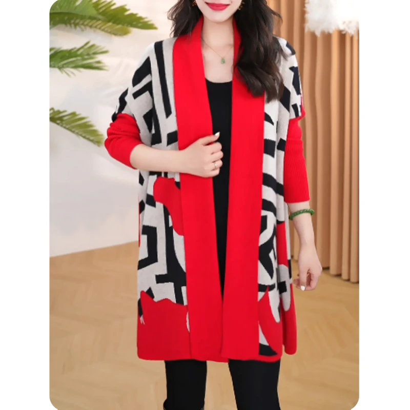 |ZS13|-方格新品女士宽松外套针织开衫时尚休闲女装24W16095509