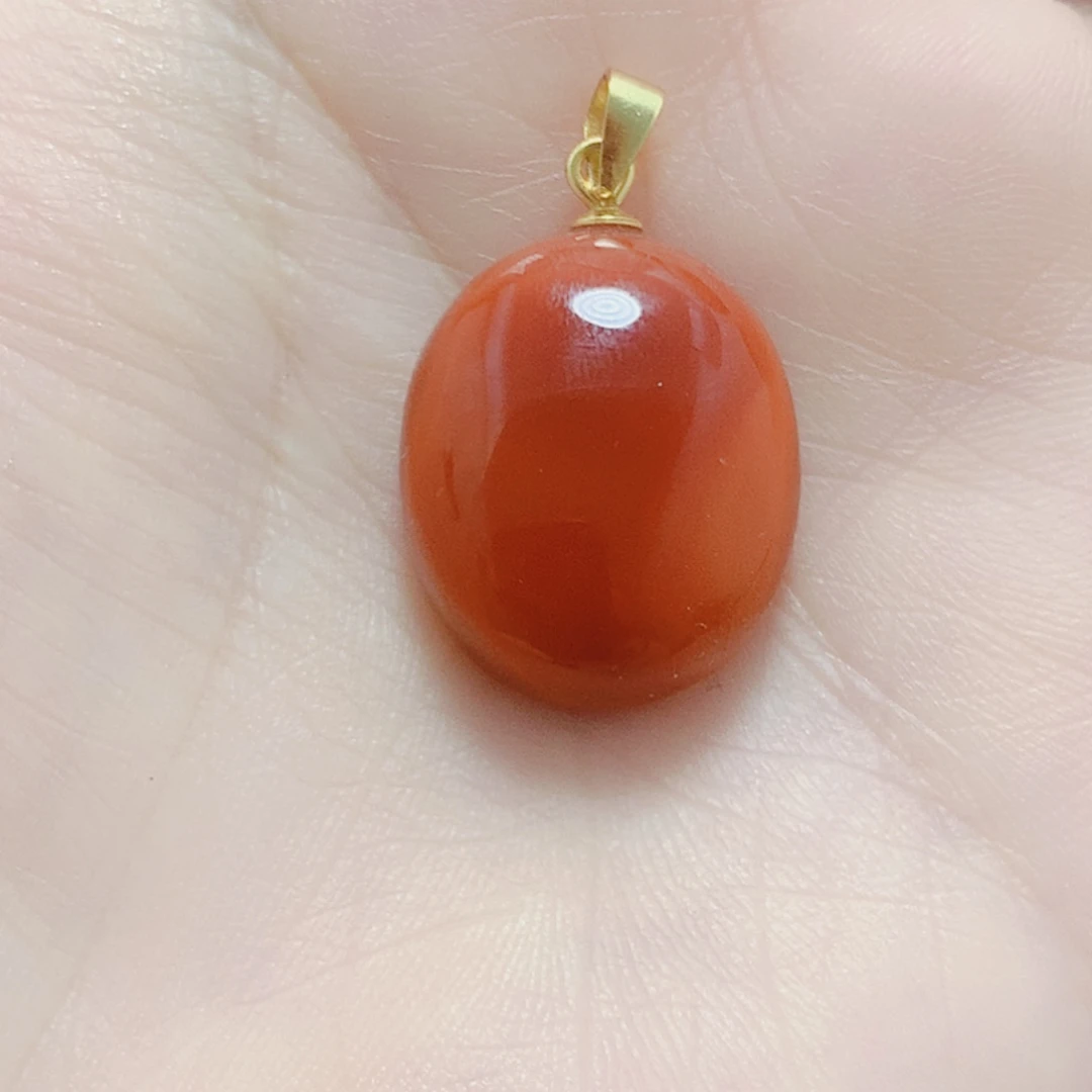 南红玛瑙银S925镶嵌吊坠(不含链)