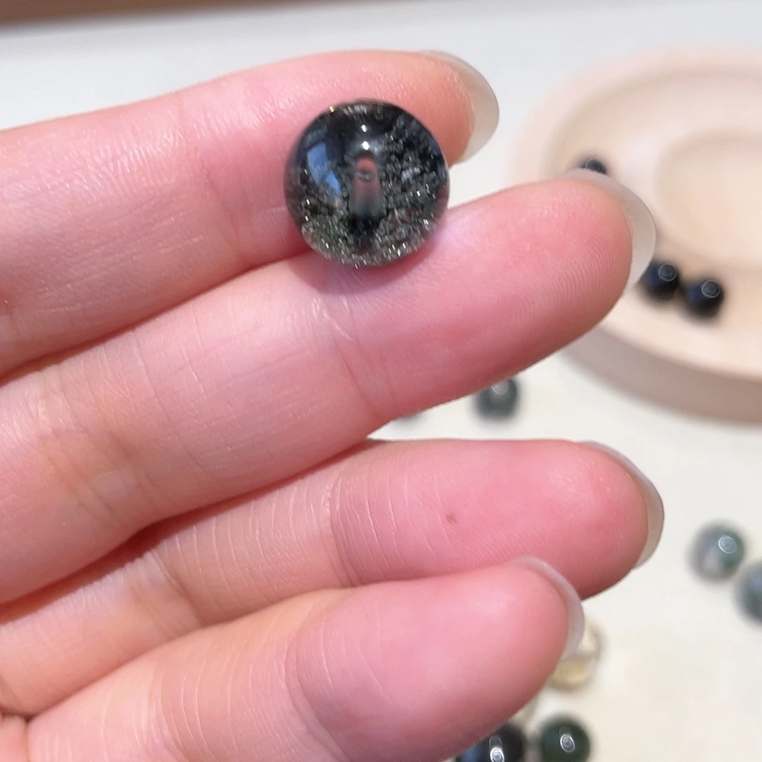 水晶弹珠银S925镶嵌玻****性弹珠