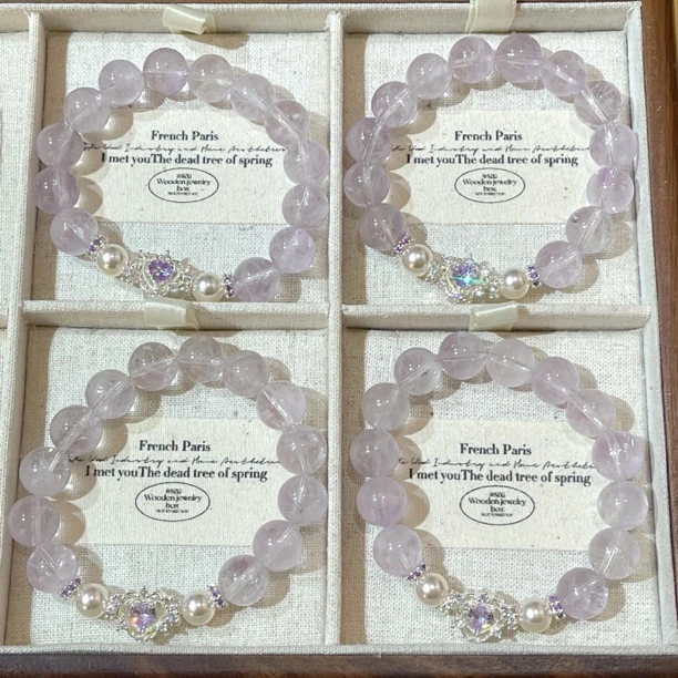 SG3175-［紫水爱心皇冠］紫水晶合金手串均有色差瑕疵多样发