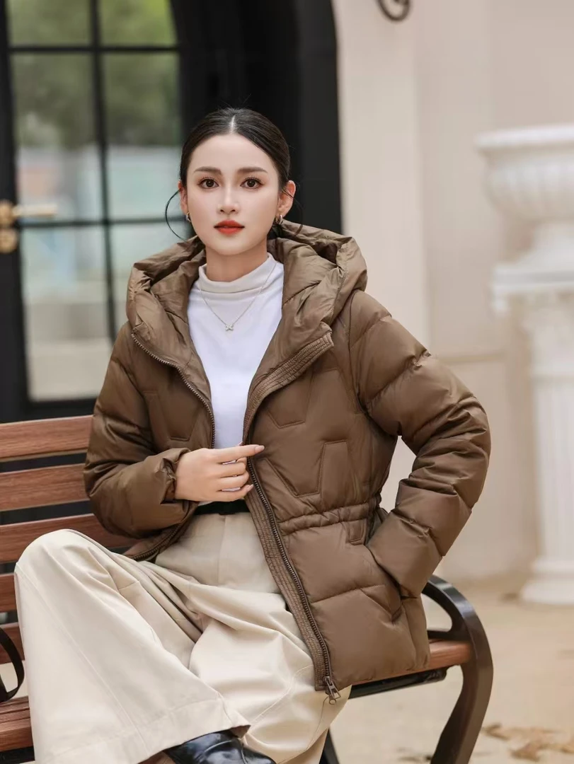 HGYW2025年女款泡芙带帽连帽街头风短款冬季羽绒服