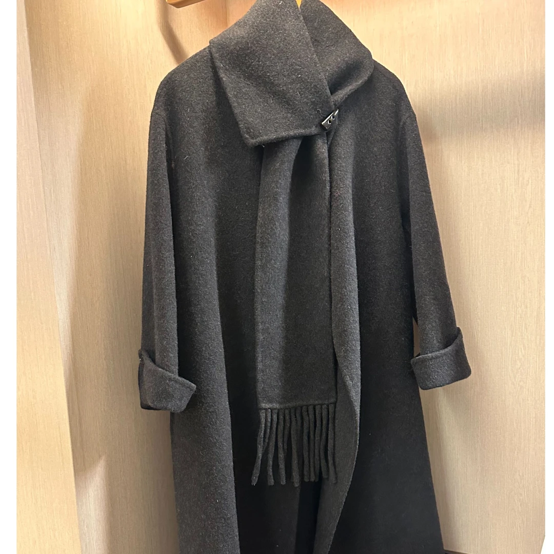 女装 2024秋冬廓形双面100%澳洲羊绒绗缝尼龙风雪大衣