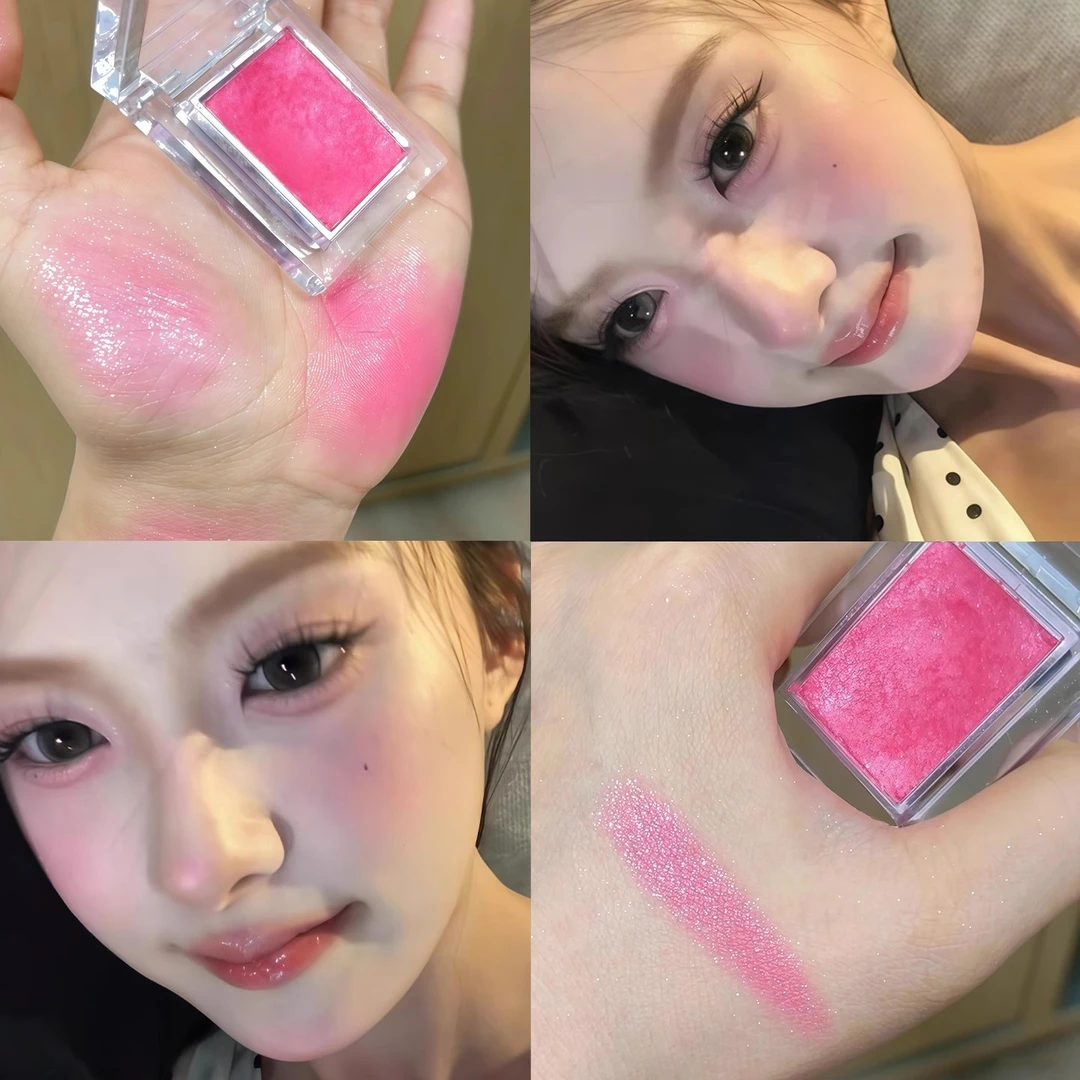 一颗草莓跳跳糖！爆闪单色眼影桃花粉春夏嫩妹韩女卧蚕粉亮晶晶