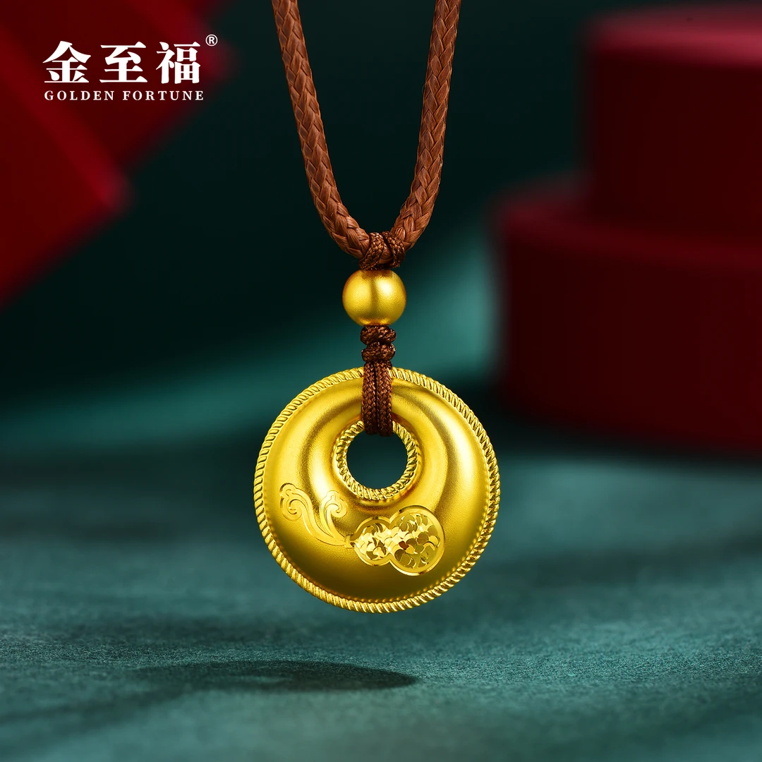 金至福足金古法葫芦平安扣国潮经典时尚百搭国风古法轻奢大气赠绳