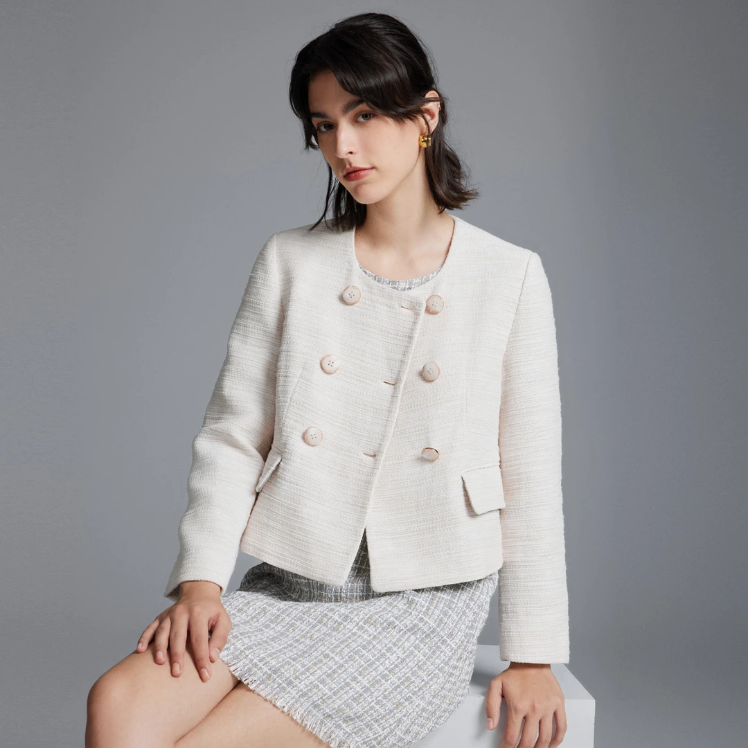 【粗花呢】G2000女装商场款易打理小香风经典夹克短外套直播