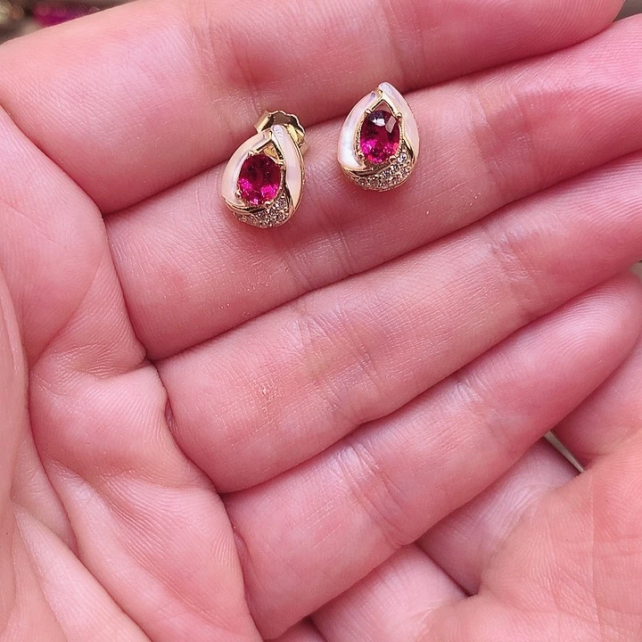 碧玺耳饰银S925镶嵌水**秋天然碧玺耳饰