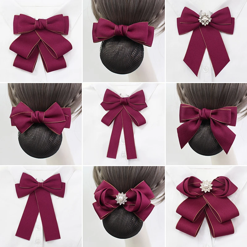 领花头花套装女职业衬衣佩戴气质红色领结银行建行酒店领饰蝴蝶结