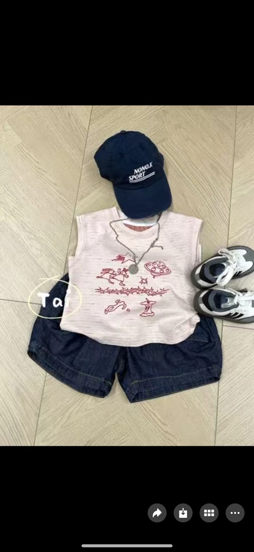 03男童韩版森系粉色夏季休闲坎肩夏款