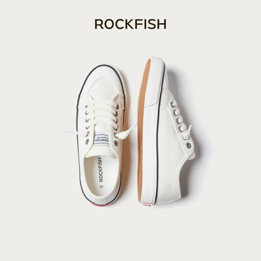 Rockfish【明星同款】英国745防泼水懒人一脚蹬帆布鞋小白鞋推荐