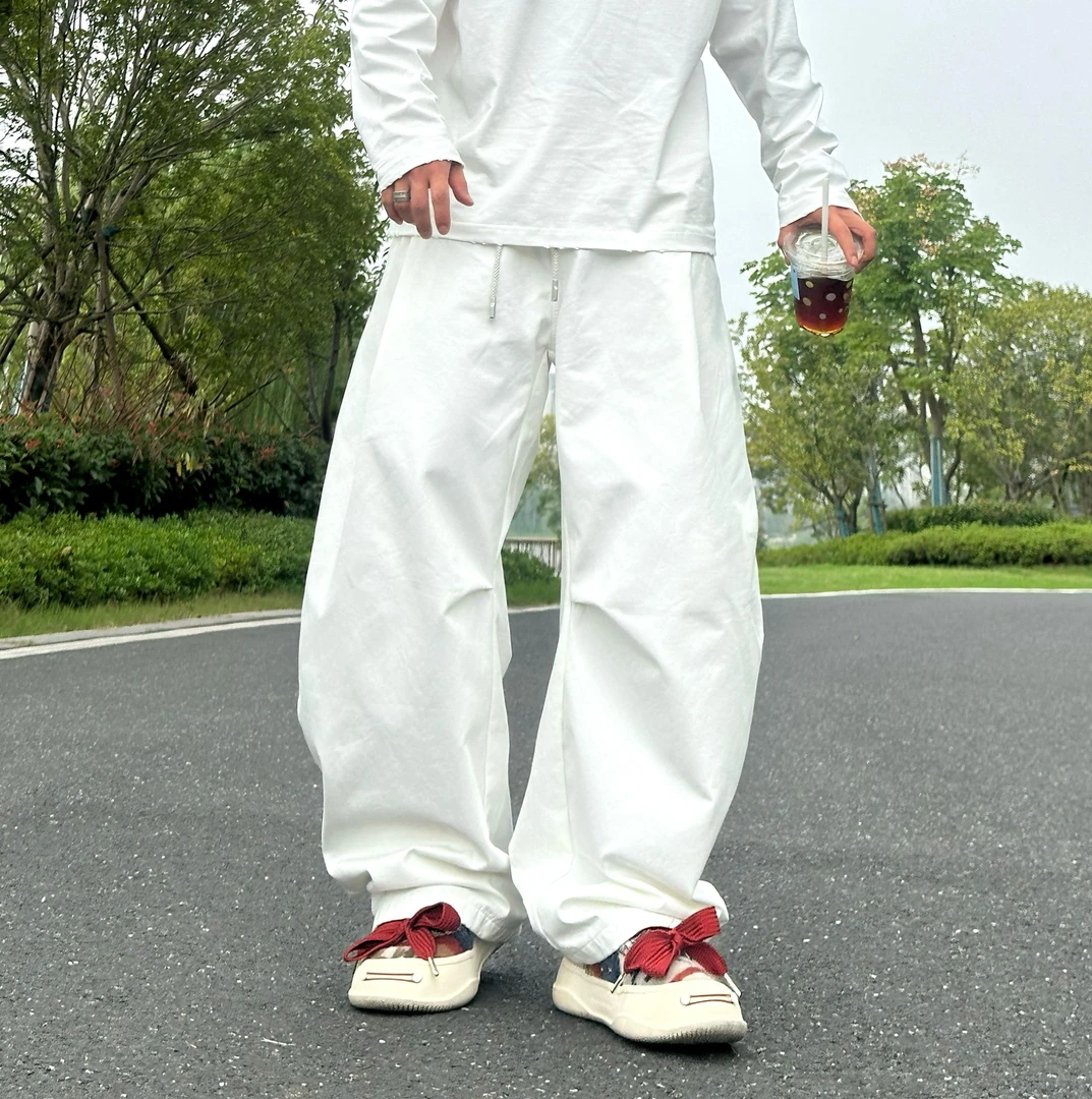 【PZ】2025秋冬高街立体剪裁设计阔腿直筒弯刀加绒休闲裤