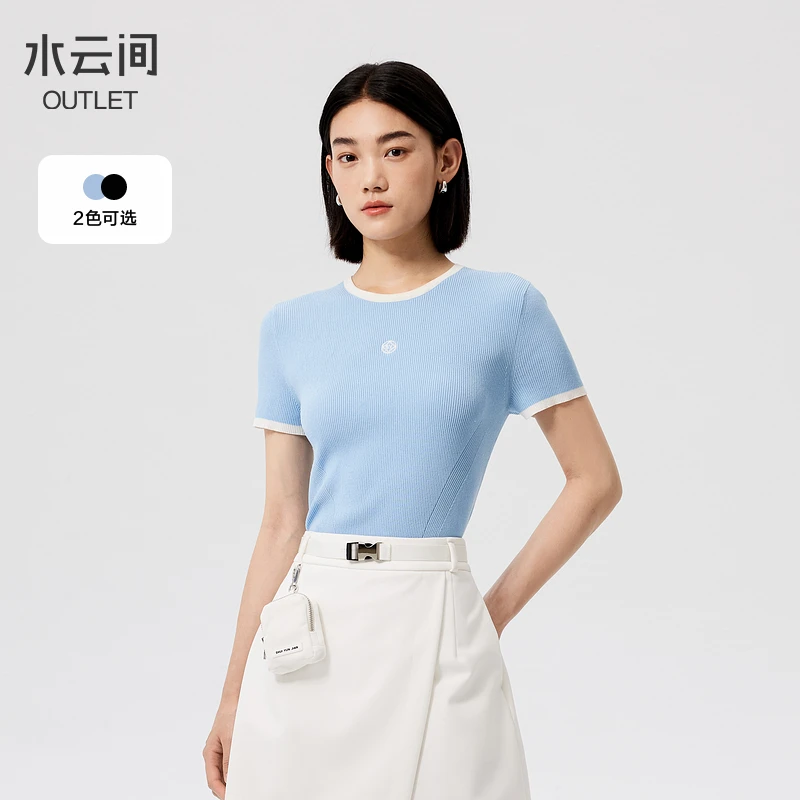 【针织衫】水云间毛针织衫正肩上衣女短袖T恤修身显瘦12430487