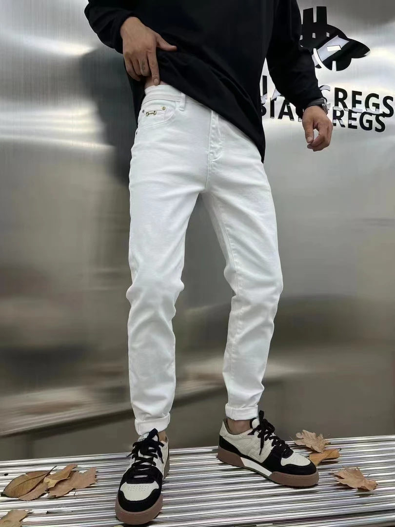 7010-2025男士白色牛仔裤