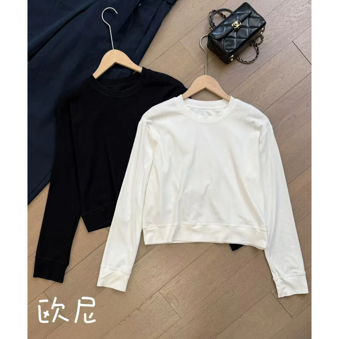 欧尼私服 2025早春纯色圆领打底T恤2502C282