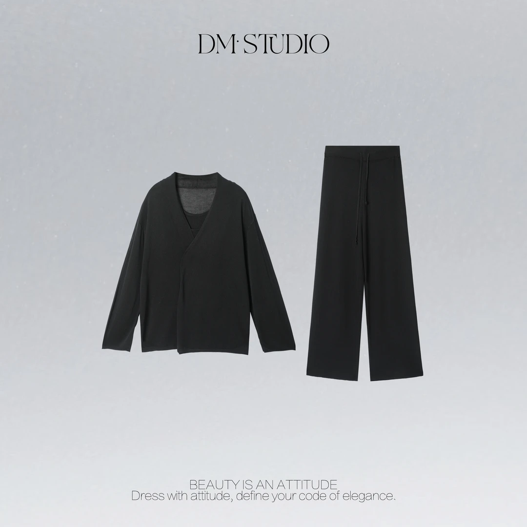 DEDM•STUDIO/极简风背心+长袖外搭+拖地长裤三件套装2509TZ/2722