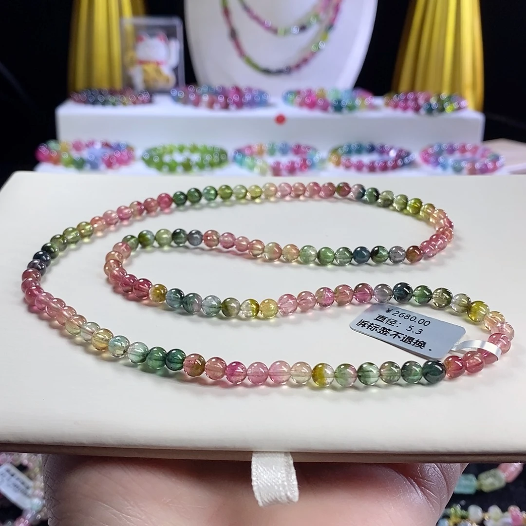 未镶嵌手链碧玺西瓜三圈