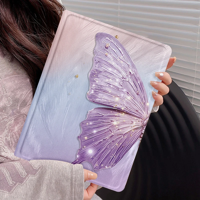 羽纱星梦蝴蝶ipad air7平板保护壳ipad11设计款高档新款防摔笔槽