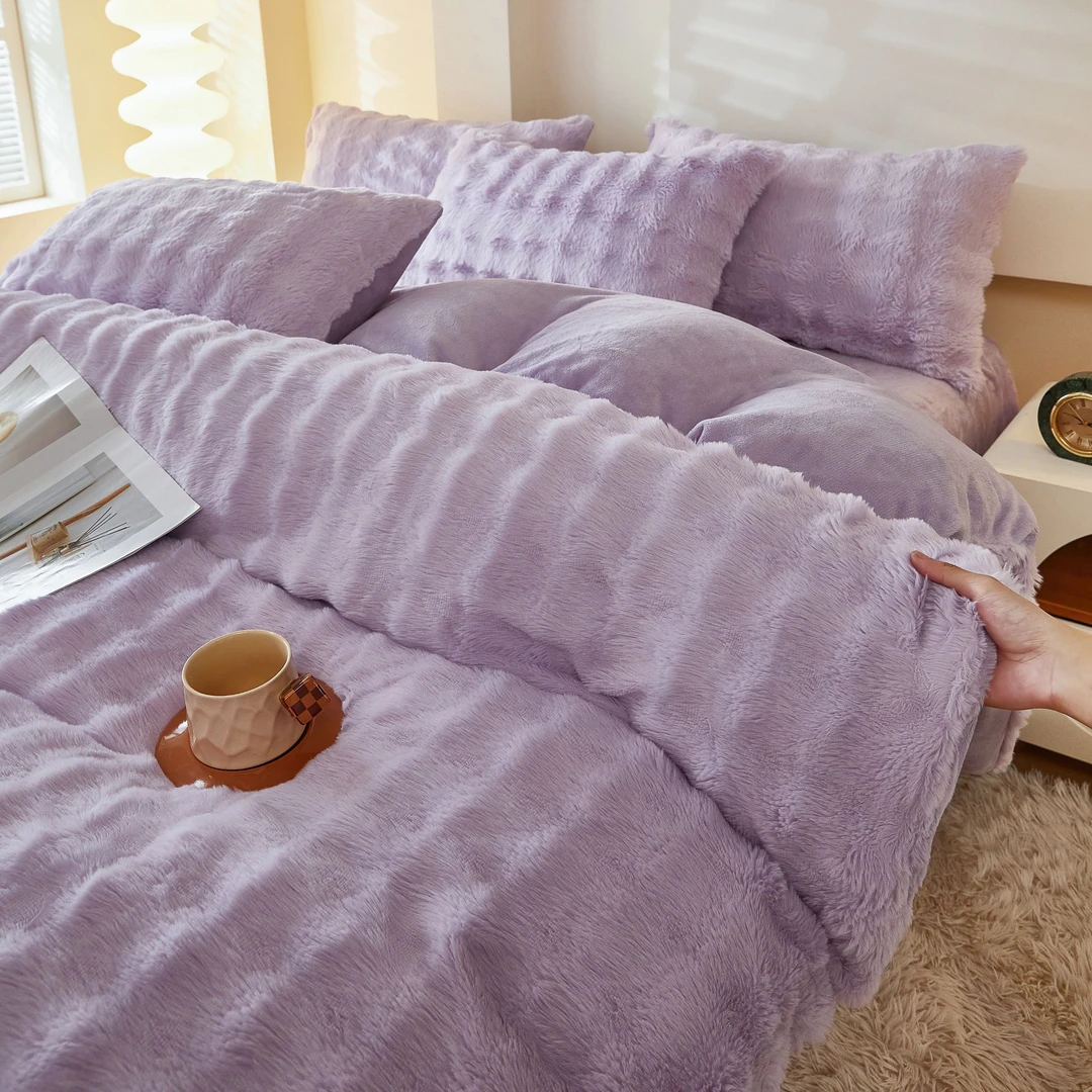 加绒加厚托卡斯兔兔牛奶绒被套短毛不掉毛无静电双面绒毛冬季床单