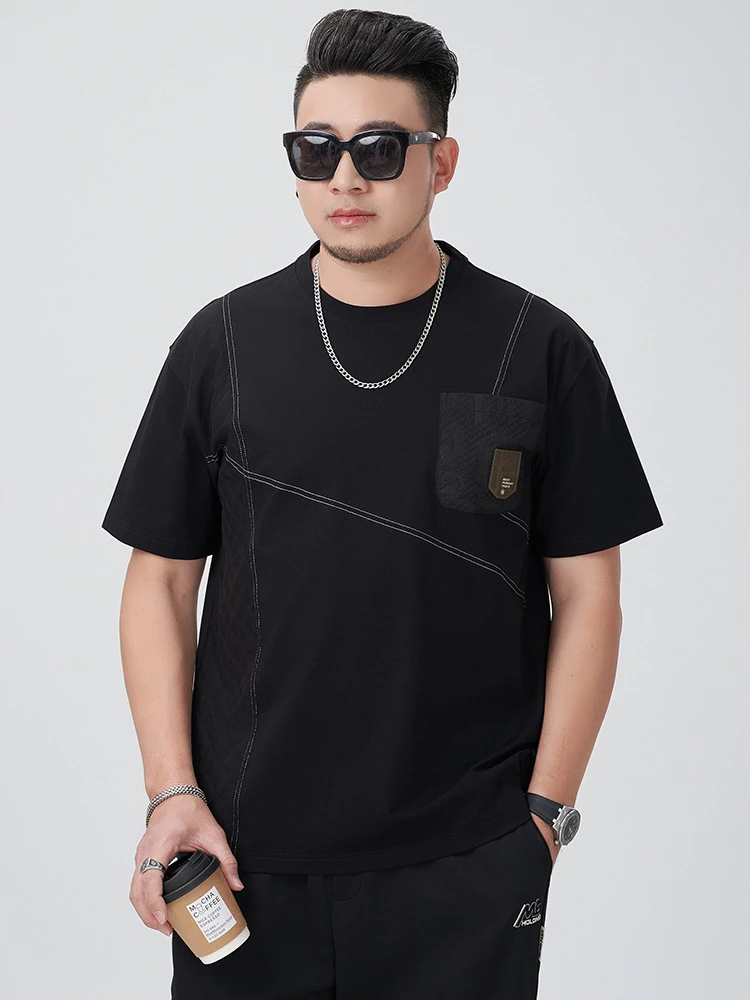 300斤大码男装25夏季时尚圆领短袖t恤街潮青年外穿百搭休闲卫衣