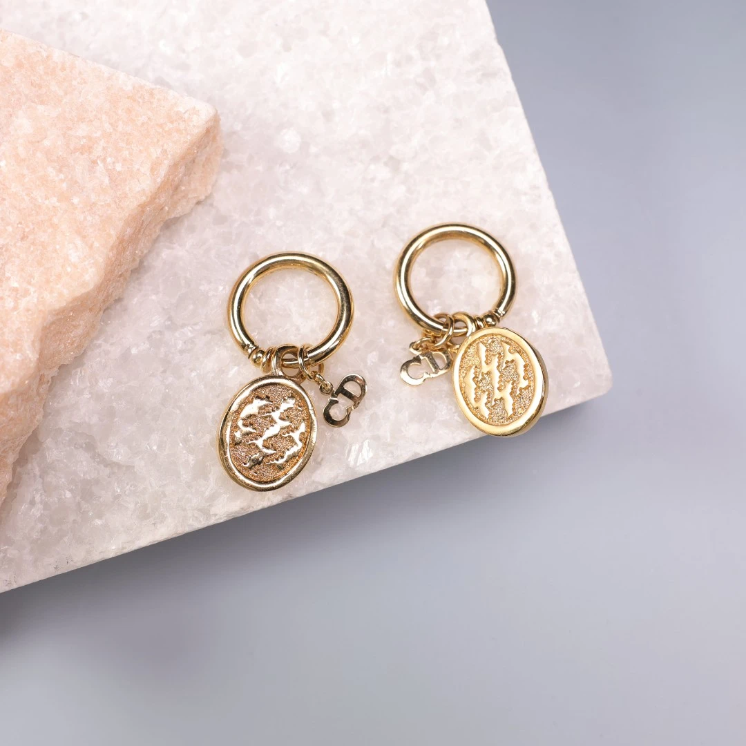 95新 DIOR/迪奥 柚礼中古/迪奥金币吊坠耳夹LZ512217