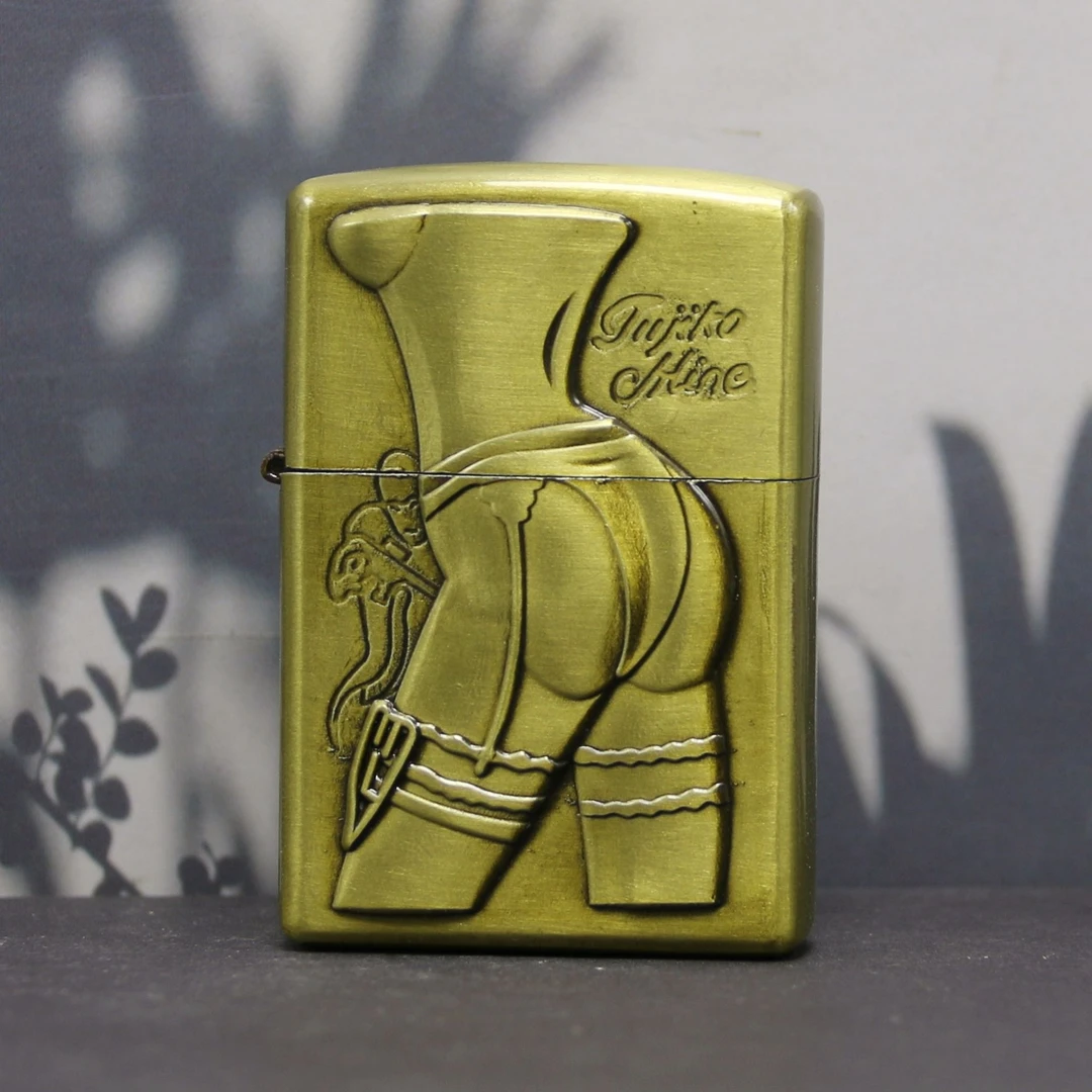 创意个性青铜美女背影立体浮雕金属砂轮防风煤油打火机男士礼物