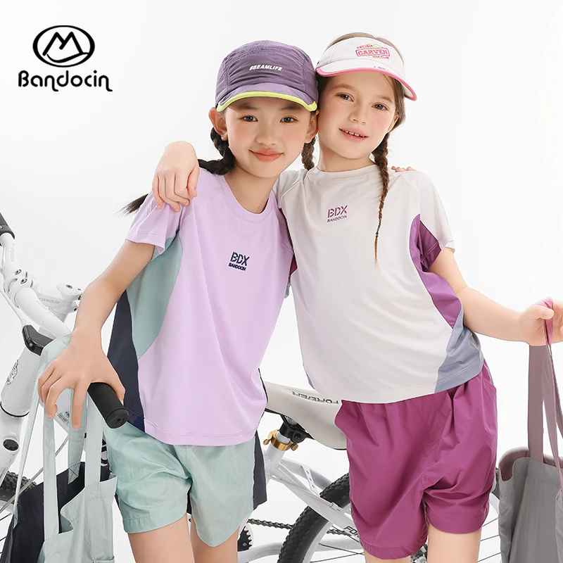 半度闲女童速干衣套装夏季轻薄透气户外运动健身时尚搭配两件套