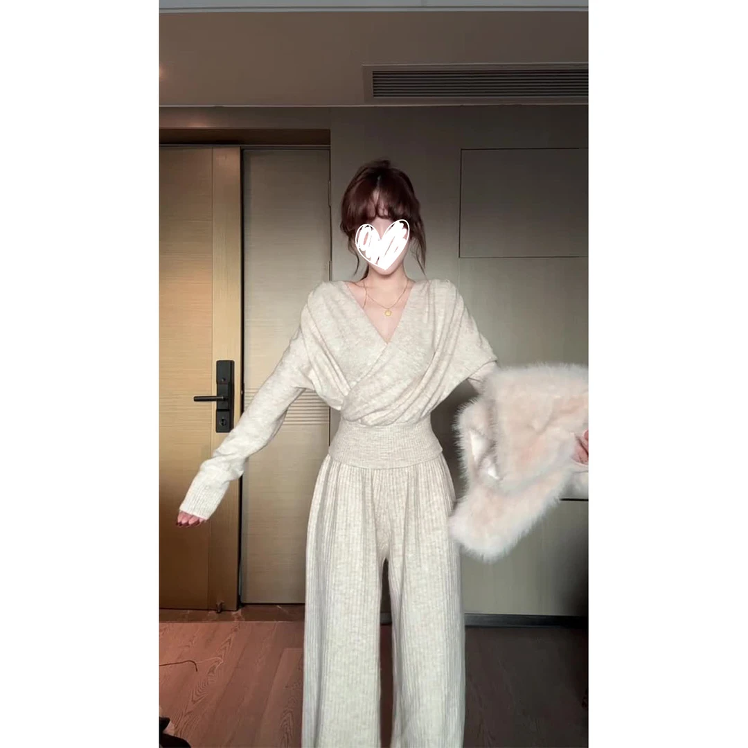 韩系一整套深冬穿搭小香风休闲针织两件套装秋冬巨好看时尚高级感