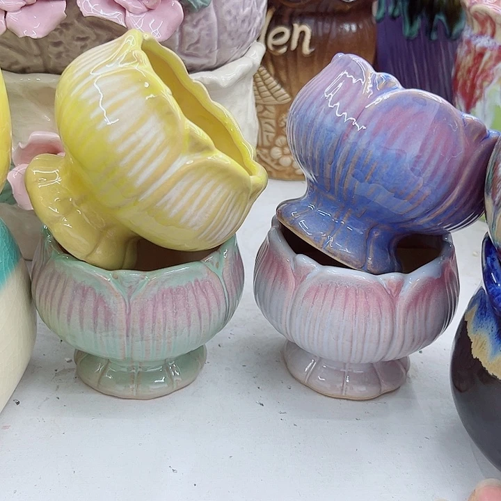 多肉绿植陶瓷花盆9.9包邮，有孔