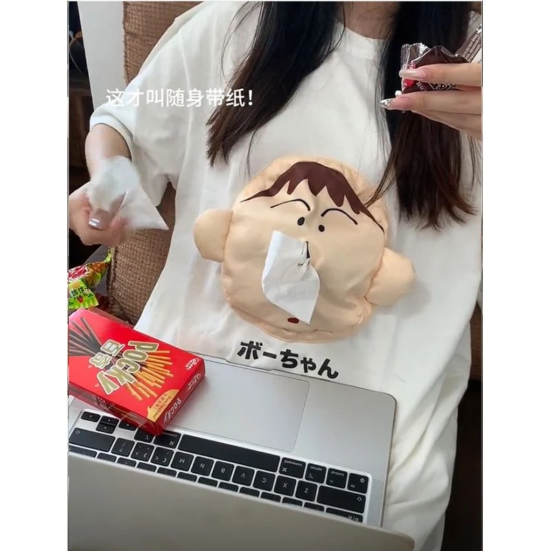 【曲奇】卡通搞怪阿呆抽纸短袖情侣短袖阿呆口袋衣服T恤