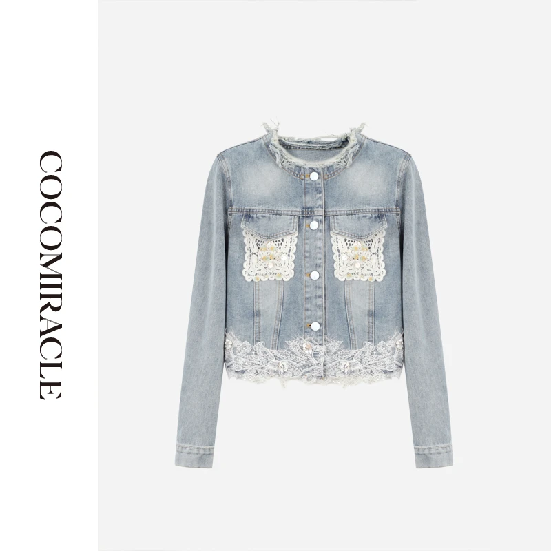 【董小姐】重工花边拼接牛仔外套W51WT5916