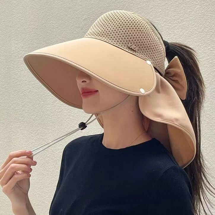 【福利】空顶披肩帽子遮阳帽夏季骑车帽檐紫外线遮脸太阳帽护颈防晒