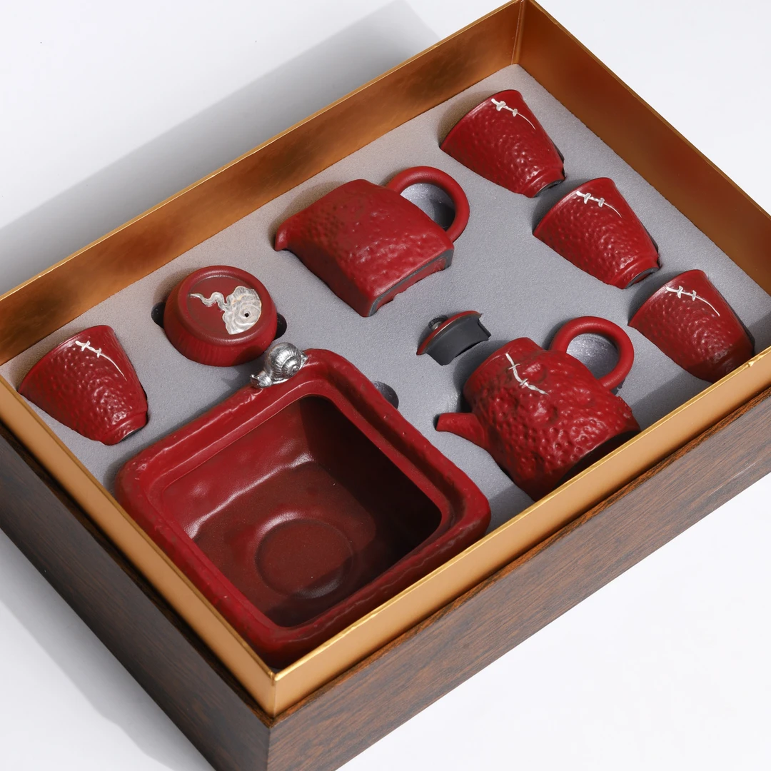 【非遗茶空间】故宫红贞观套装  大红 过年礼品 中式茶具茶杯